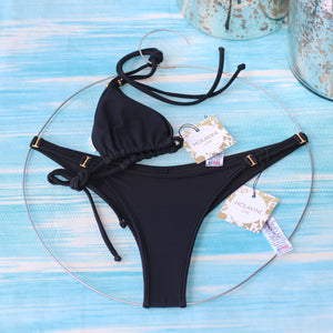 Black with Gold trim HL Pucker Bottom - Black Pull through top Luxe